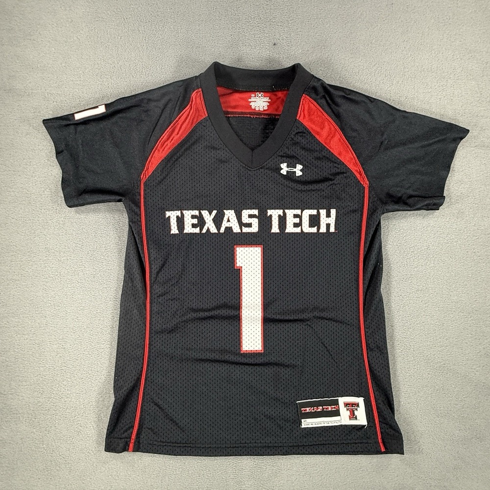 Under Armour Texas Tech Red Raiders #1 Football Jersey Black Womens Small SM